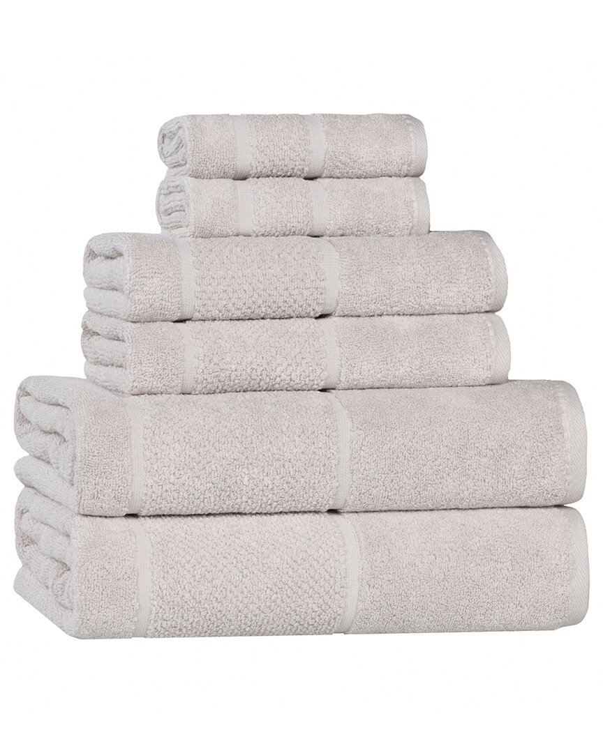 Superior Mile Smart Twist Cotton Medium Weight Solid Broad Border 6pc Towel Set