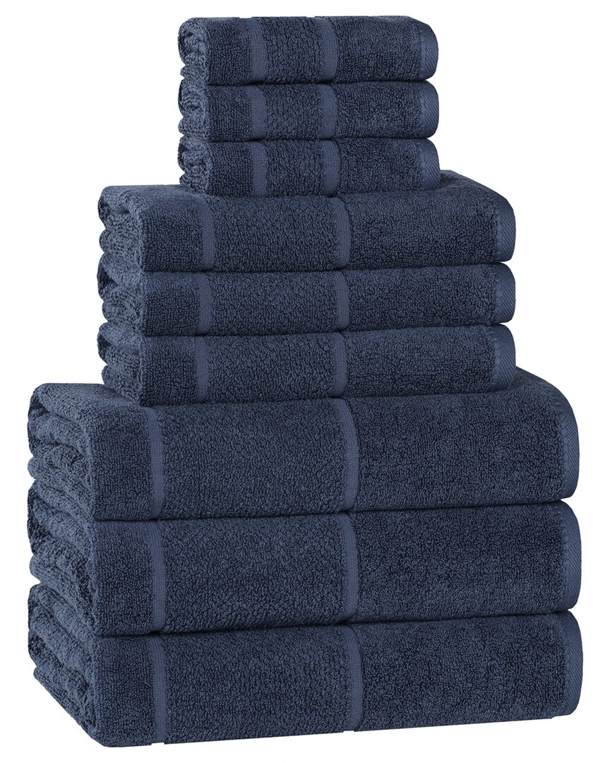 Superior Mile Smart Twist Cotton Medium Weight Solid Broad Border 9pc Towel Set