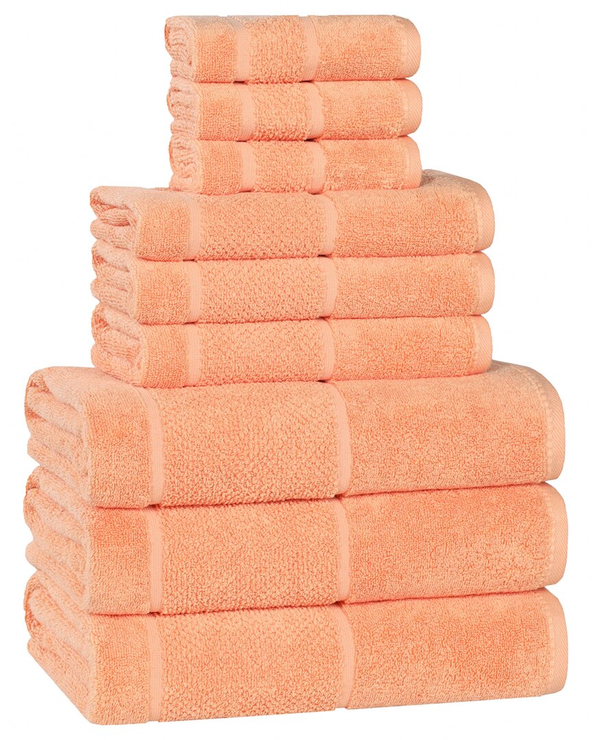 Superior Mile Smart Twist Cotton Medium Weight Solid Broad Border 9pc Towel Set