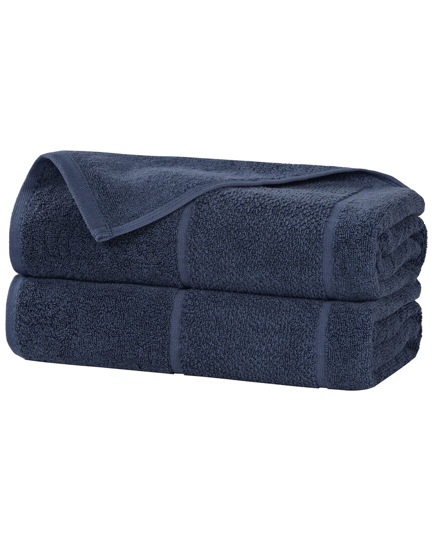 Superior Set Of 2 Mile Smart Twist Cotton Medium Weight Solid Broad Border Bath Sheets