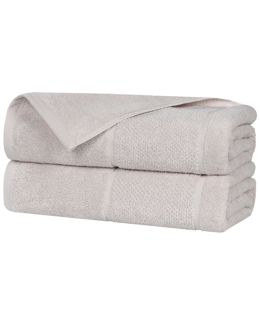 Superior Set Of 2 Mile Smart Twist Cotton Medium Weight Solid Broad Border Bath Sheets