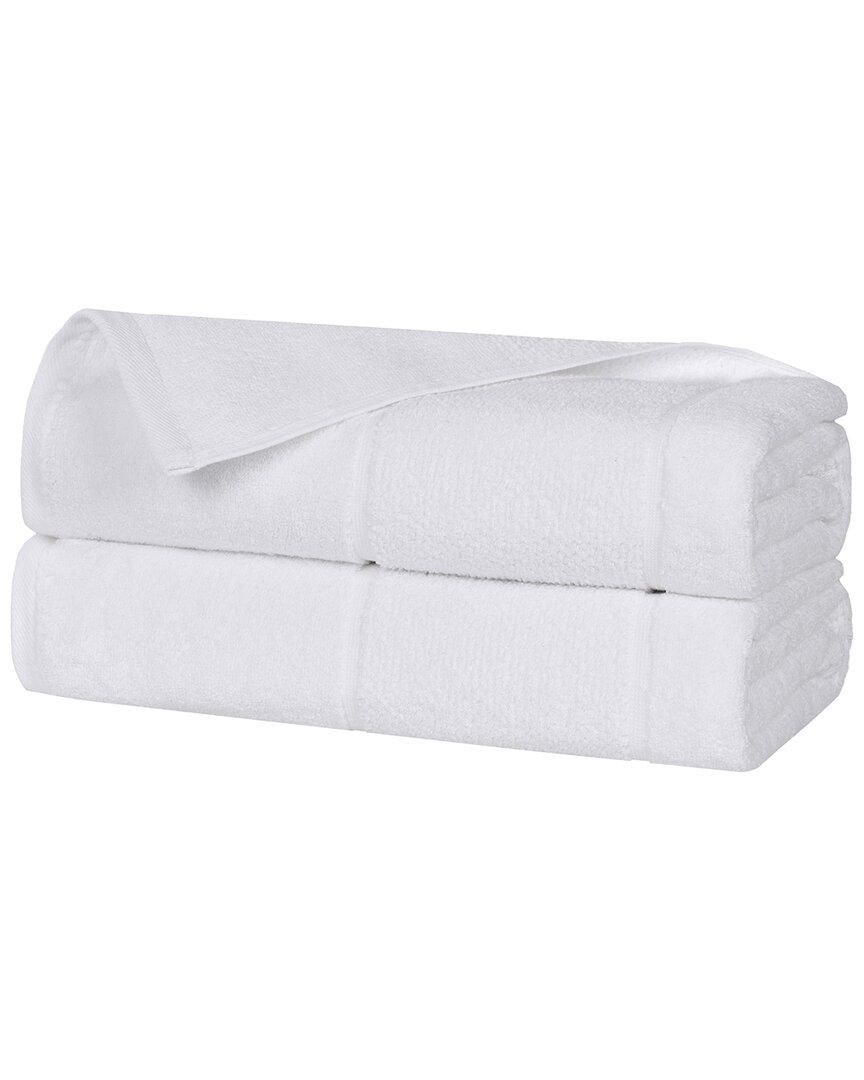 Superior Set Of 2 Mile Smart Twist Cotton Medium Weight Solid Broad Border Bath Sheets