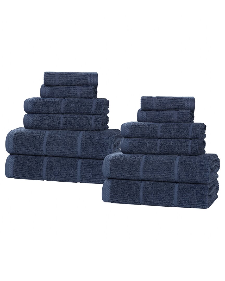 Superior Milo Smart Twist Cotton Medium Weight Solid Ribbed 12pc Towel Set