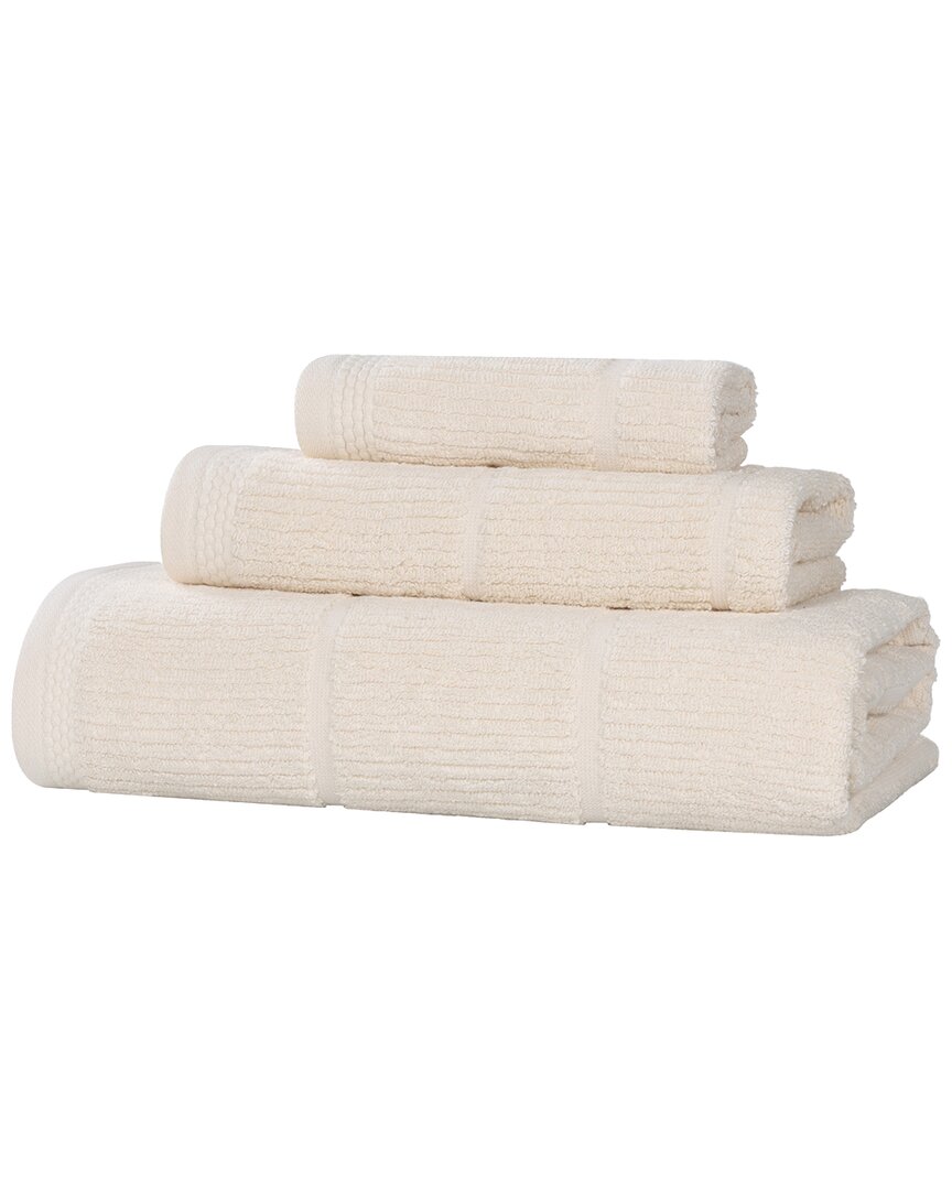 Superior Milo Smart Twist Cotton Medium Weight Solid Ribbed 3pc Towel Set
