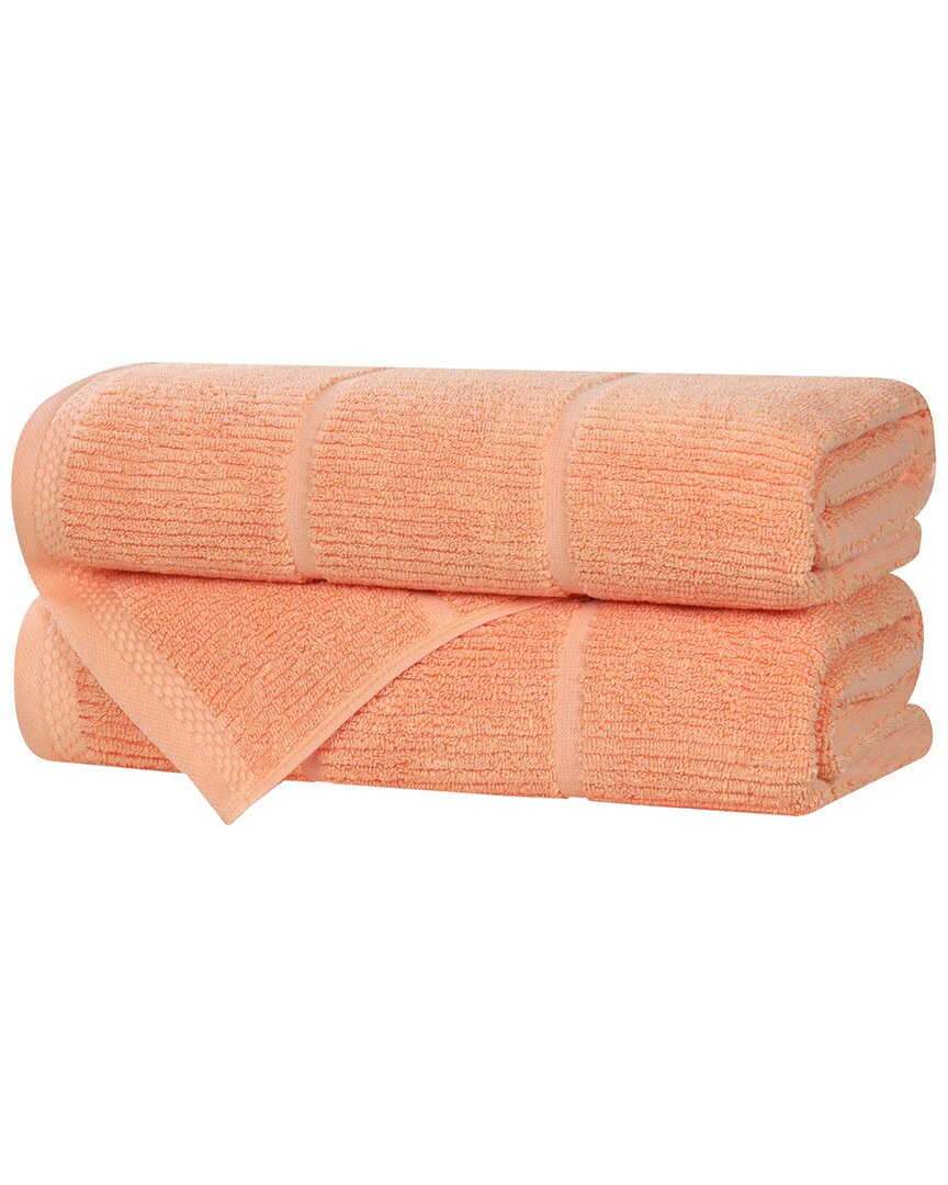 Superior Set Of 2 Milo Smart Twist Cotton Medium Weight Solid Ribbed Bath Towels