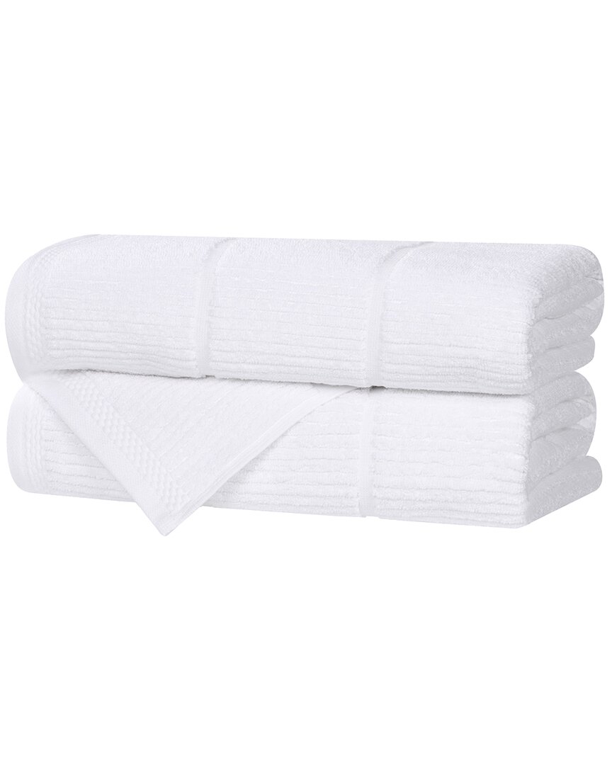 Superior Set Of 2 Milo Smart Twist Cotton Medium Weight Solid Ribbed Bath Towels