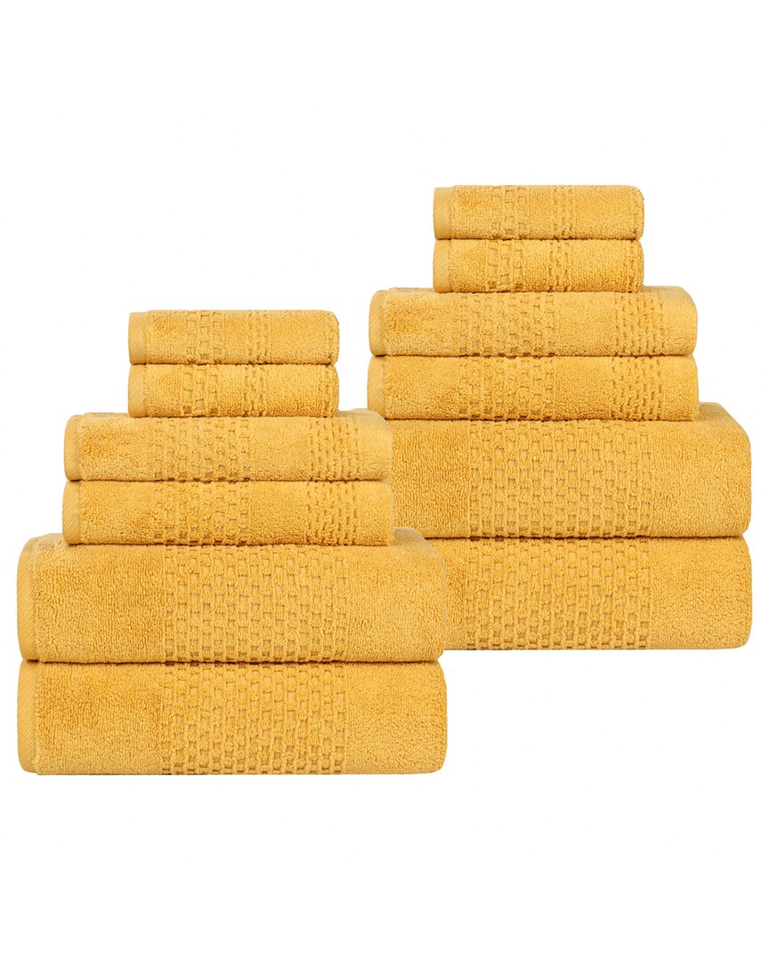 Superior Playa Zero Twist Cotton Medium Weight Solid Waffle Textured 12pc Towel Set