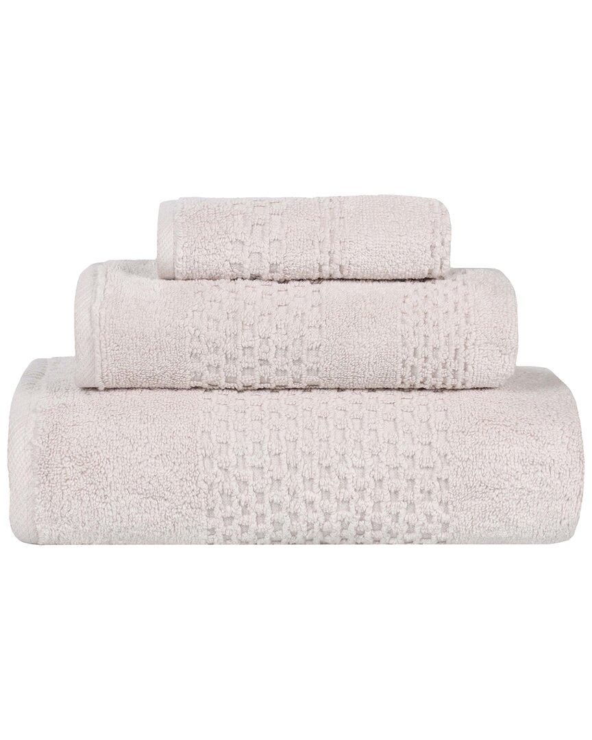 Superior Playa Zero Twist Cotton Medium Weight Solid Waffle Textured 3pc Towel  Set
