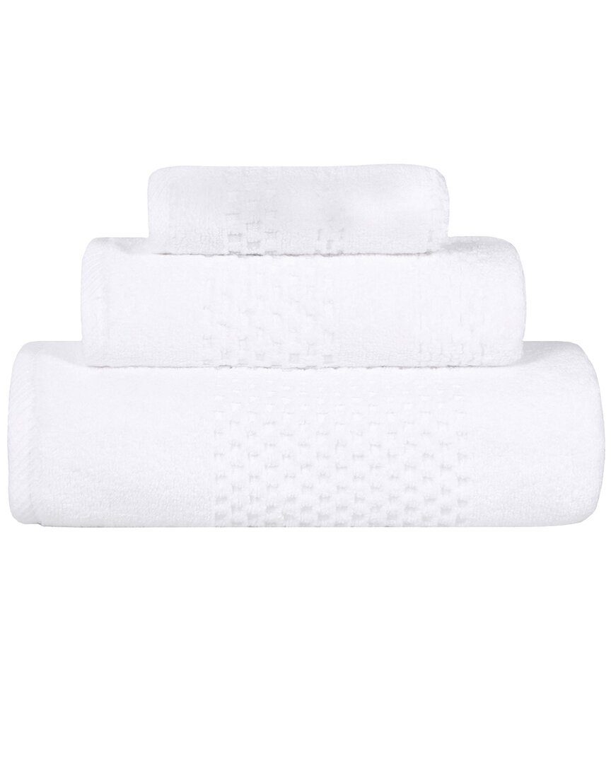 Superior Playa Zero Twist Cotton Medium Weight Solid Waffle Textured 3pc Towel  Set