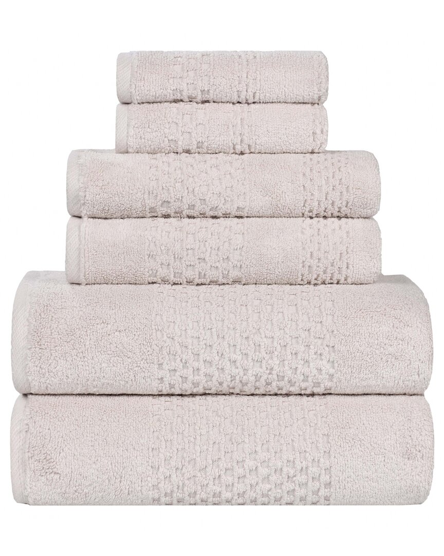 Superior Playa Zero Twist Cotton Medium Weight Solid Waffle Textured 6pc Towel Set