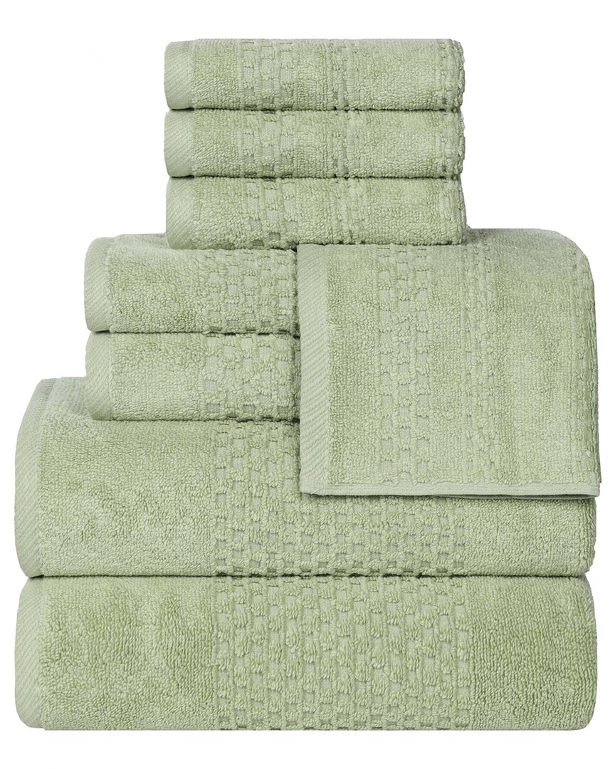 Superior Playa Zero Twist Cotton Medium Weight Solid Waffle Textured 8pc Towel Set