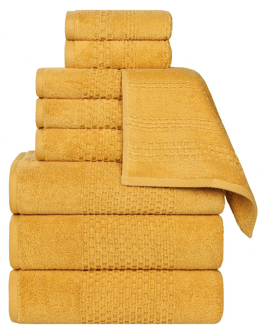 Superior Playa Zero Twist Cotton Medium Weight Solid Waffle Textured 9pc Towel Set