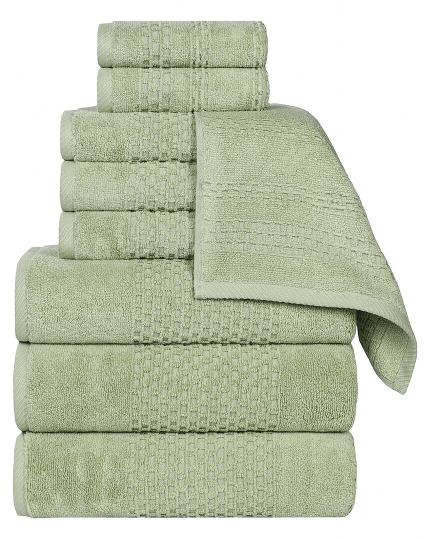 Superior Playa Zero Twist Cotton Medium Weight Solid Waffle Textured 9pc Towel Set