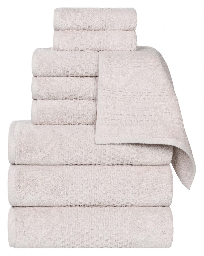 Superior Playa Zero Twist Cotton Medium Weight Solid Waffle Textured 9pc Towel Set