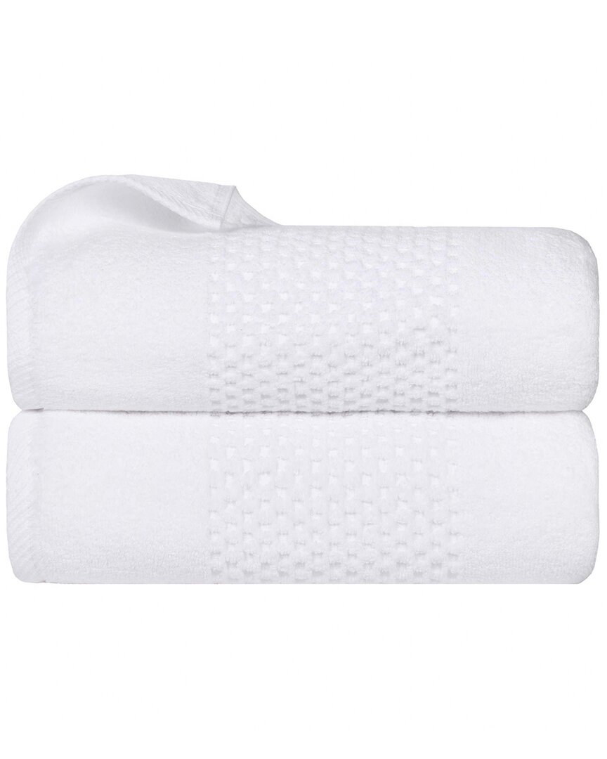 Superior Set Of 2 Playa Zero Twist Cotton Medium Weight Solid Waffle Textured Bath Towels