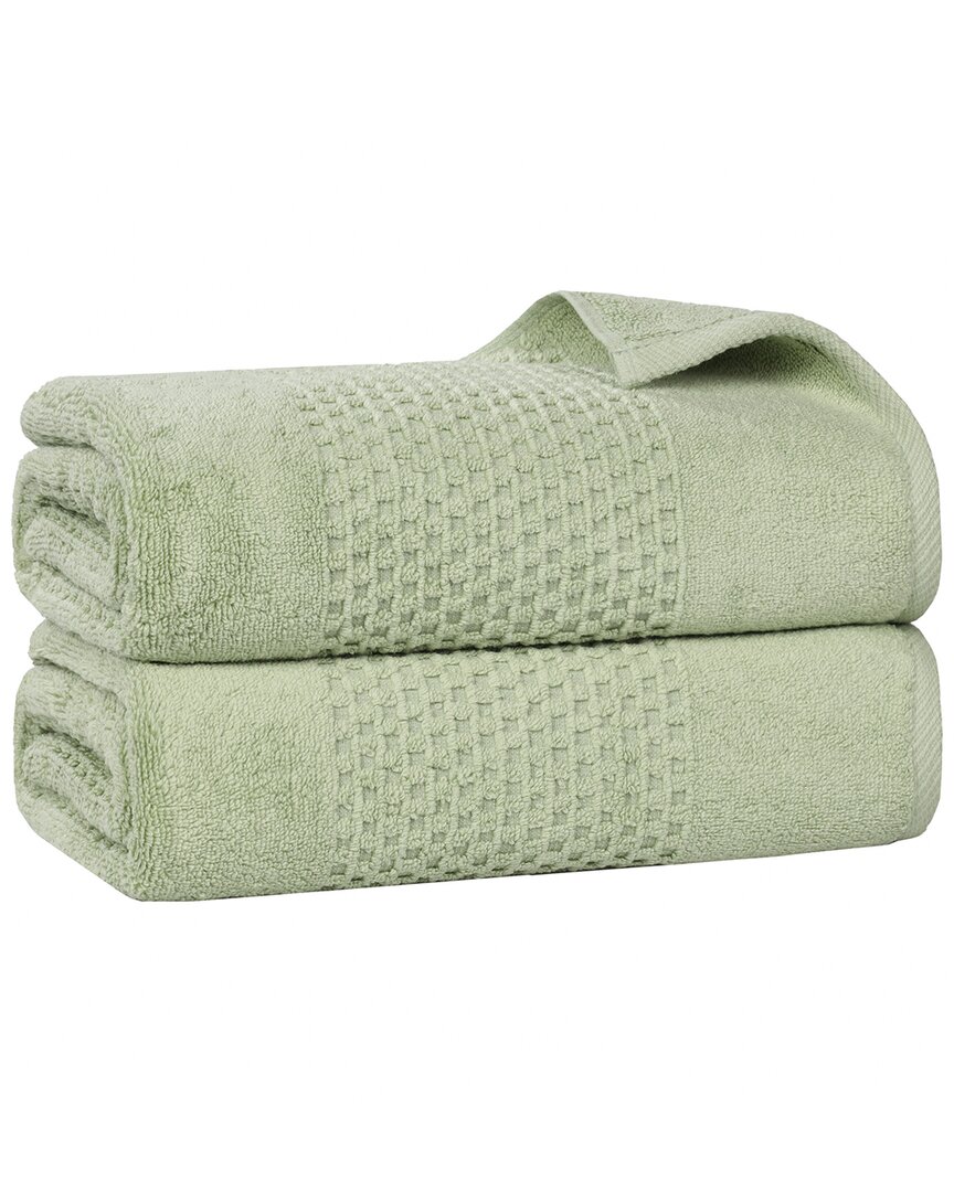 SUPERIOR SUPERIOR SET OF 2 PLAYA ZERO TWIST COTTON MEDIUM WEIGHT SOLID WAFFLE TEXTURED BATH SHEETS