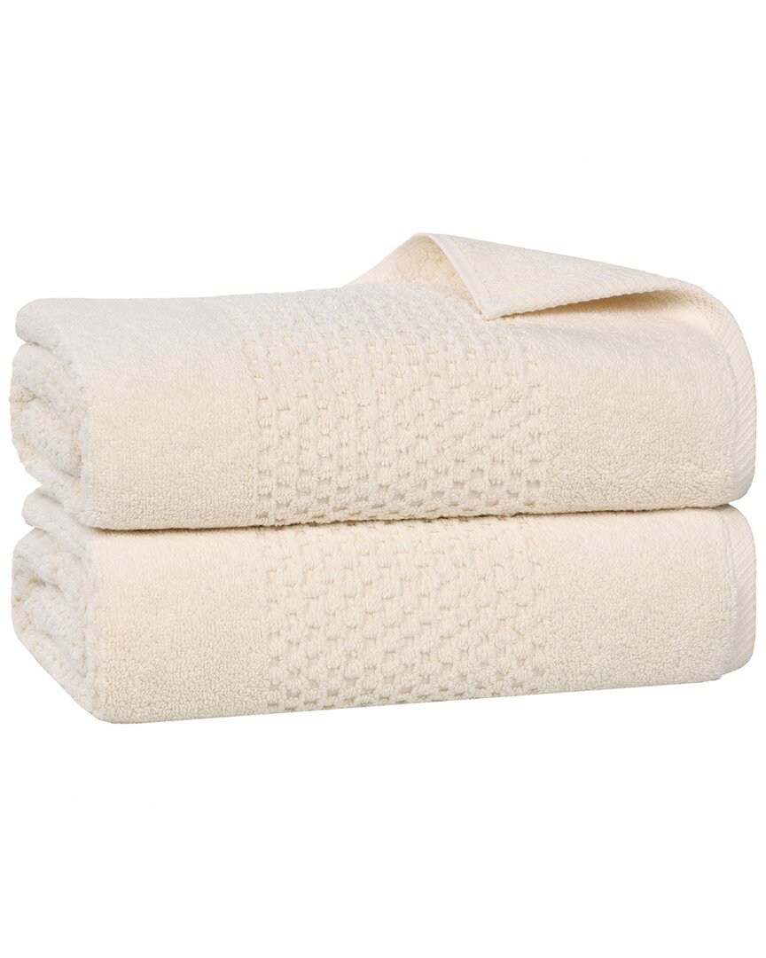 SUPERIOR SUPERIOR SET OF 2 PLAYA ZERO TWIST COTTON MEDIUM WEIGHT SOLID WAFFLE TEXTURED BATH SHEETS