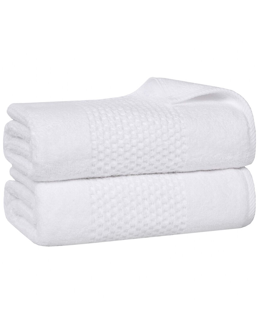 Superior Set Of 2 Playa Zero Twist Cotton Medium Weight Solid Waffle Textured Bath Sheets
