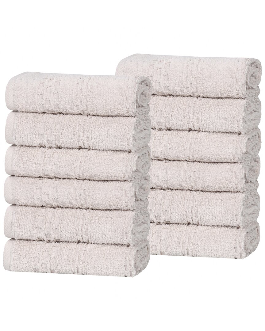 Superior Set Of 12 Playa Zero Twist Cotton Solid Waffle Textured Washcloths