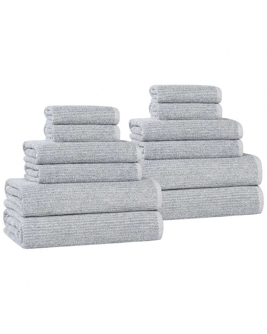 Superior Destin Medium Weight Solid Ribbed 12pc Towel Set
