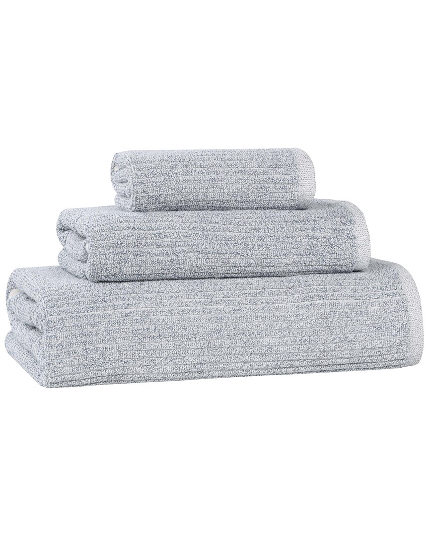 Superior Destin Medium Weight Solid Ribbed 3pc Towel Set