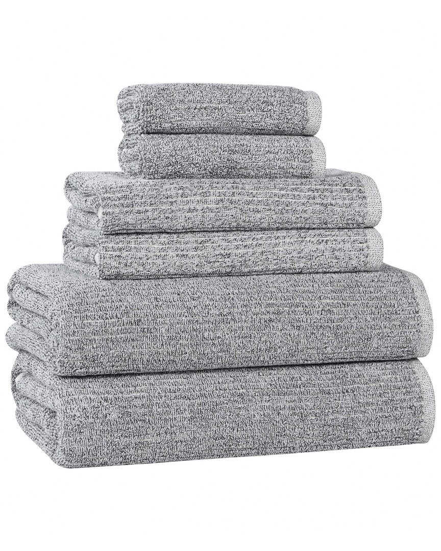 Superior Destin Medium Weight Solid Ribbed 6pc Towel Set
