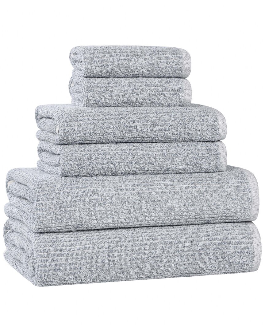 Superior Destin Medium Weight Solid Ribbed 6pc Towel Set