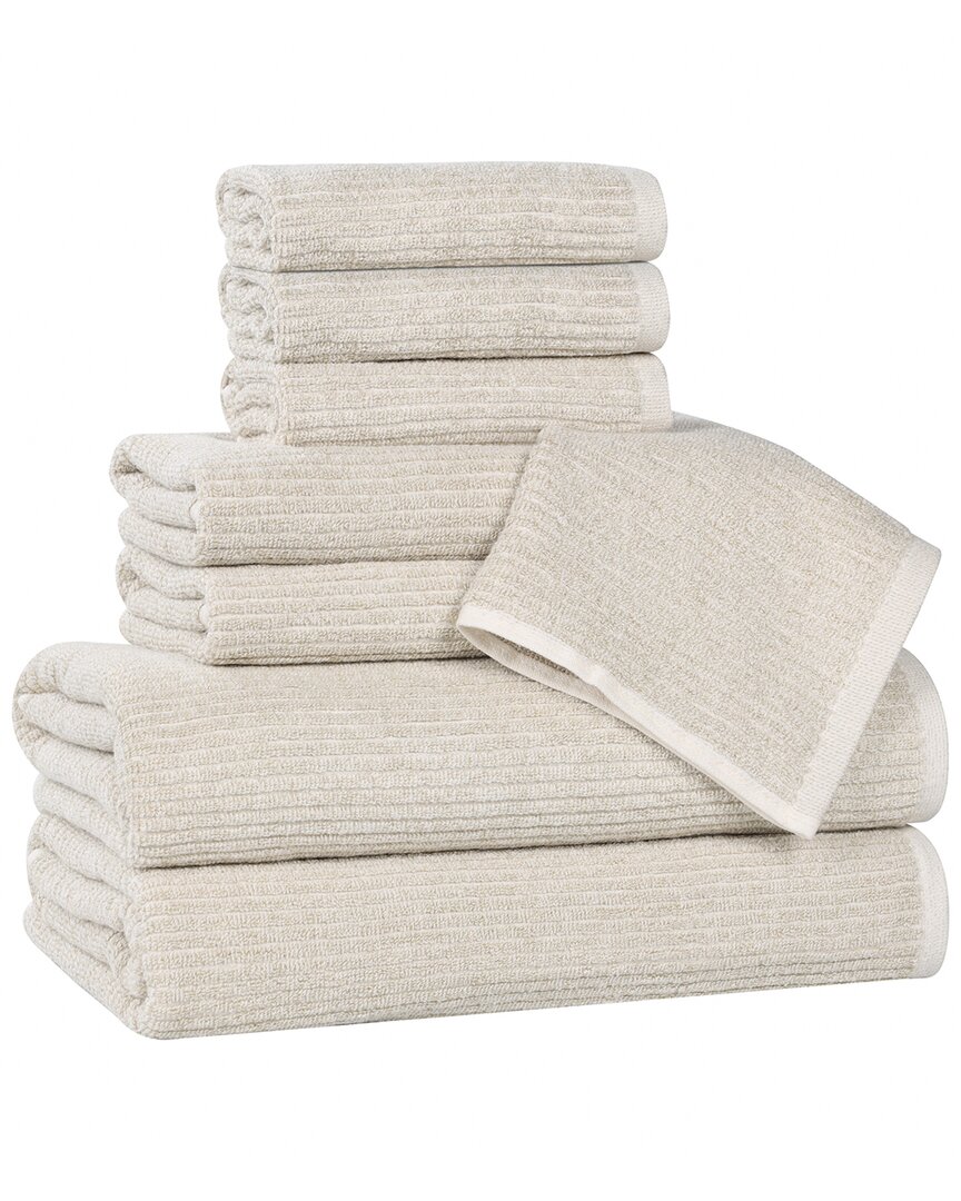Superior Destin Medium Weight Solid Ribbed 8pc Towel Set