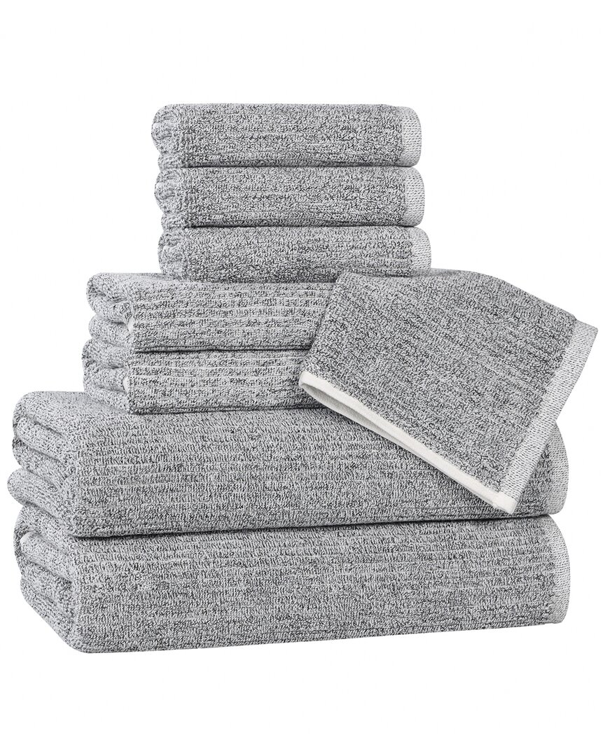 Superior Destin Medium Weight Solid Ribbed 8pc Towel Set
