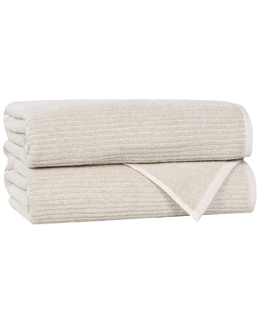 Superior Set Of 2 Destin Medium Weight Solid Ribbed Bath Towels