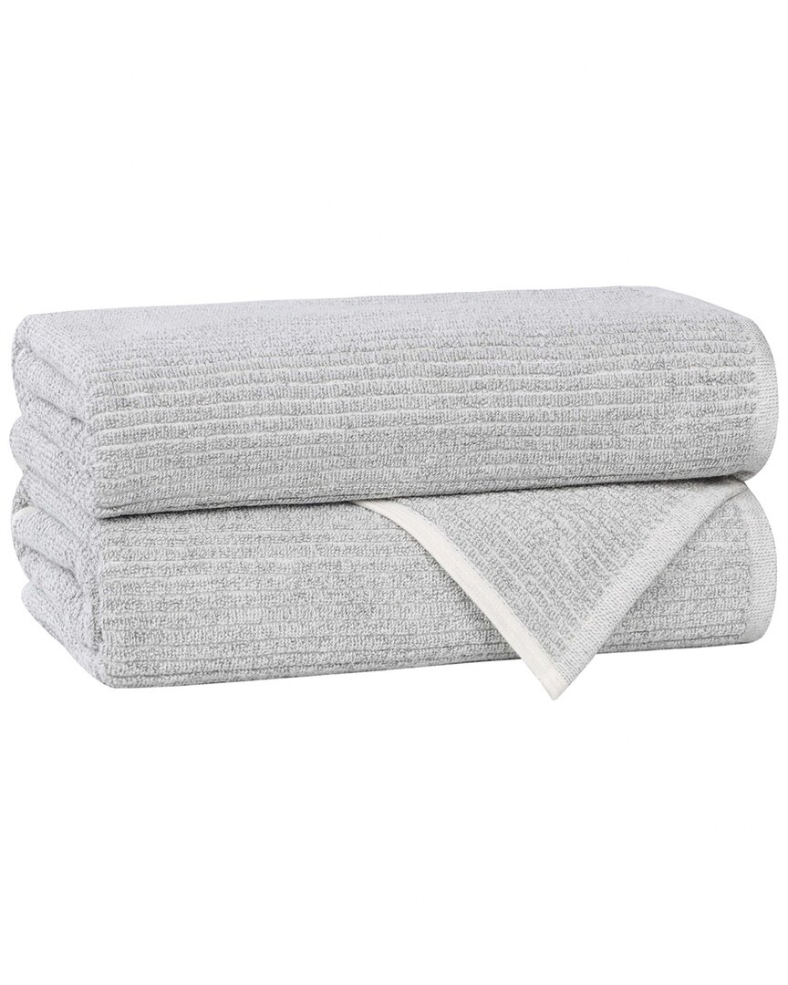 Superior Set Of 2 Destin Medium Weight Solid Ribbed Bath Towels