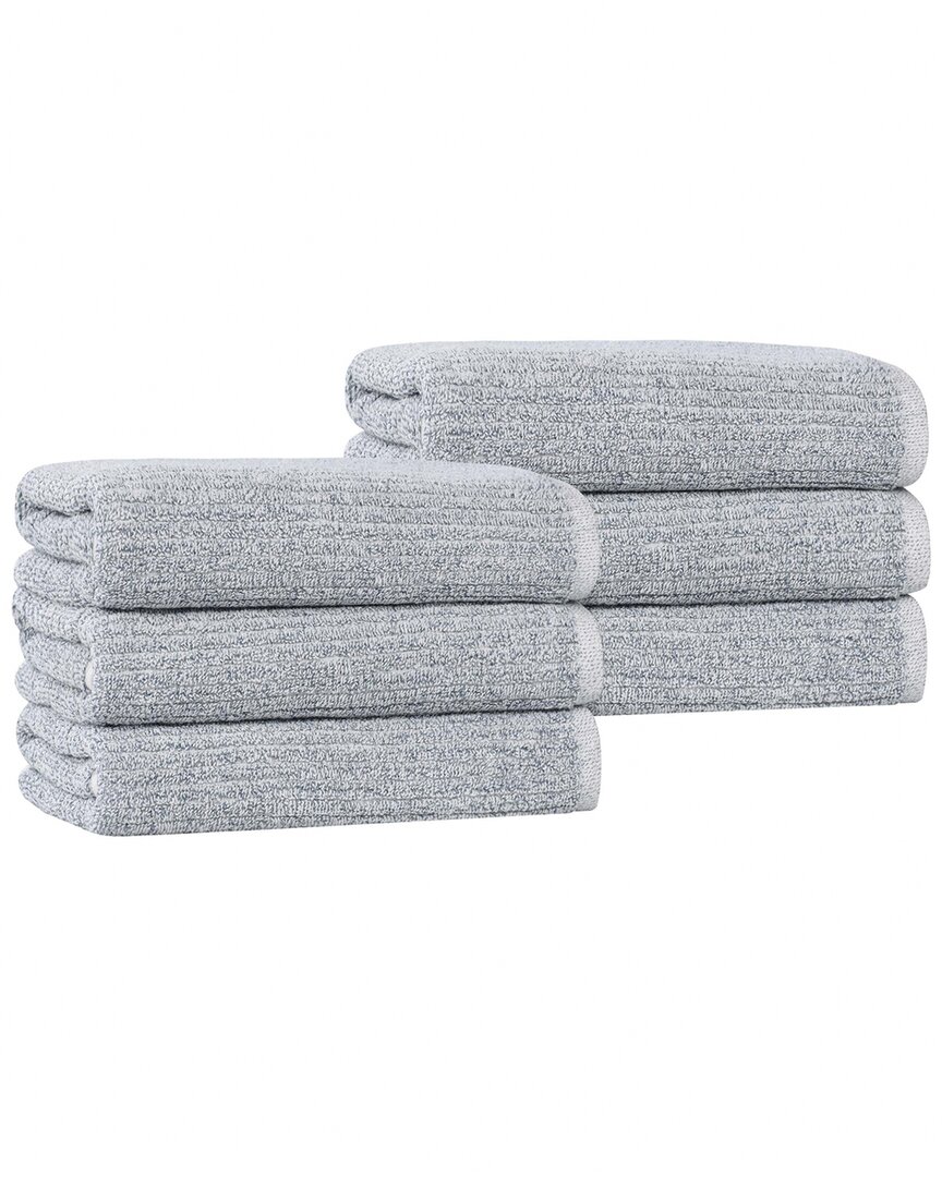 Superior Set Of 6 Destin Medium Weight Solid Ribbed Hand Towels