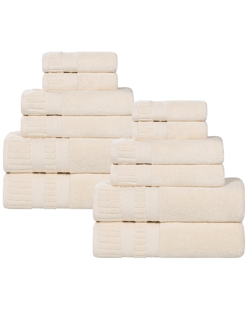 Superior Venice Zero Twist Cotton Medium Weight Soft Absorbent 12pc Towel Set
