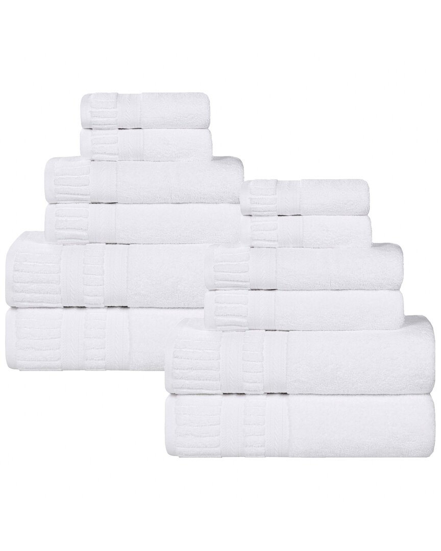 Superior Venice Zero Twist Cotton Medium Weight Soft Absorbent 12pc Towel Set