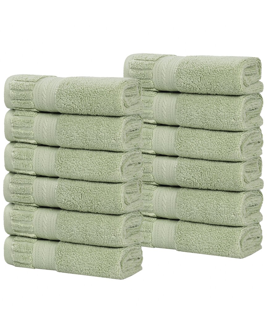 Superior Set Of 12 Venice Zero Twist Cotton Medium Weight Washcloths
