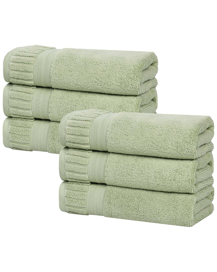 Superior Set Of 6 Venice Zero Twist Cotton Medium Weight Absorbent Hand Towels