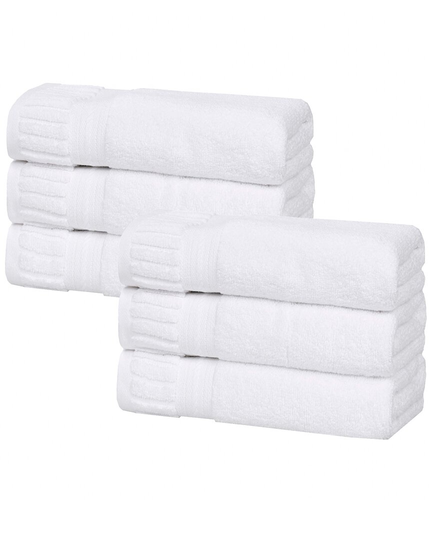 Superior Set Of 6 Venice Zero Twist Cotton Medium Weight Absorbent Hand Towels