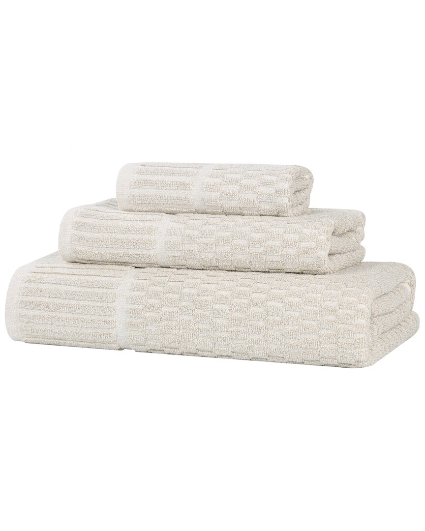Superior Juno Medium Weight Checkered Border 3pc Towel Set