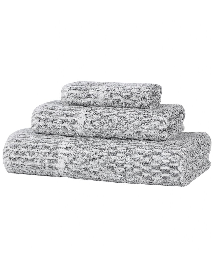 Superior Juno Medium Weight Checkered Border 3pc Towel Set