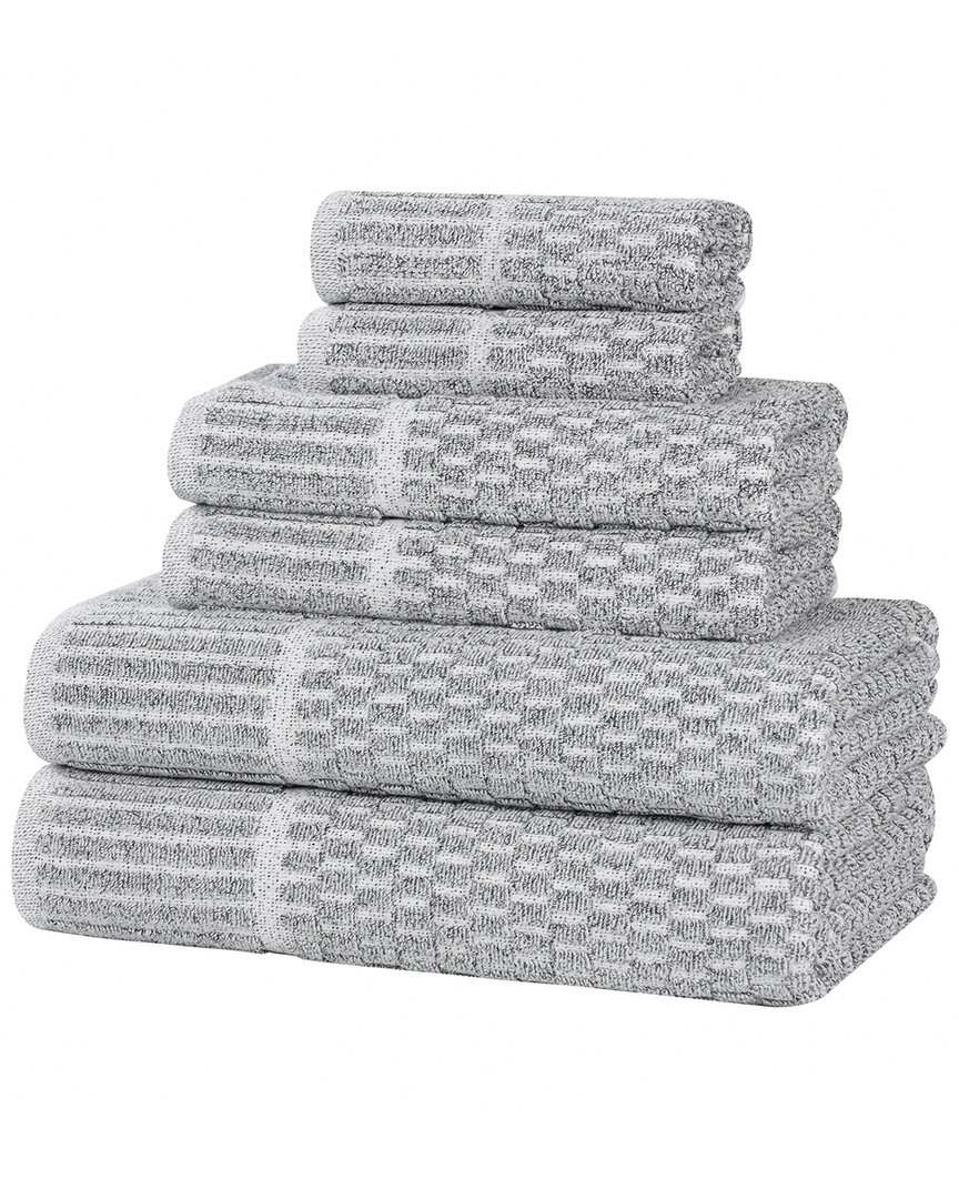 Superior Juno Medium Weight Checkered Border 6pc Towel Set