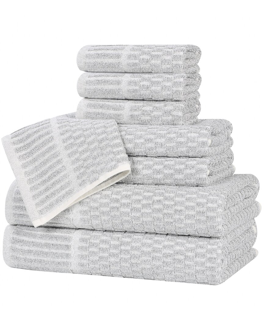 Superior Juno Medium Weight Checkered Border 8pc Towel Set