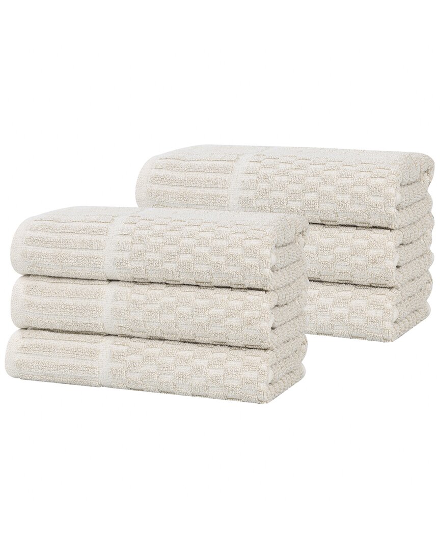 Superior Set Of 6 Juno Medium Weight Checkered Border Hand Towels