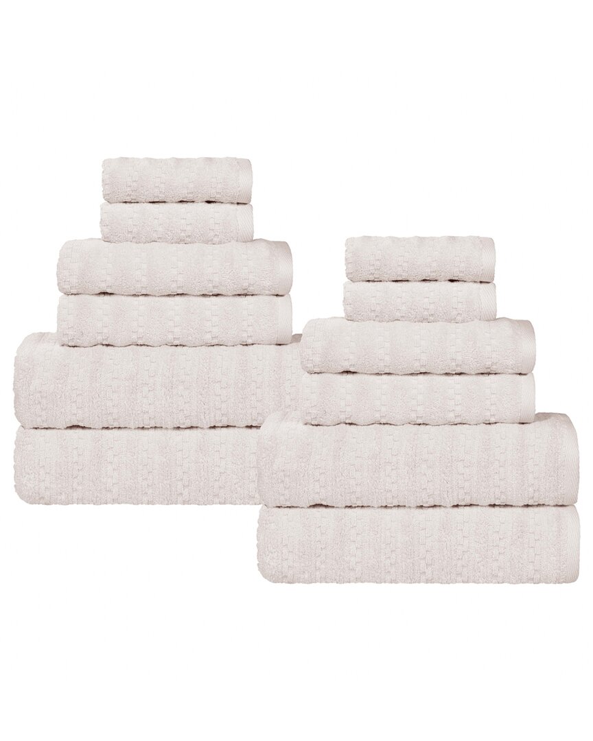 Superior Zuma Zero Twist Cotton Medium Weight Soft Absorbent 12pc Towel Set