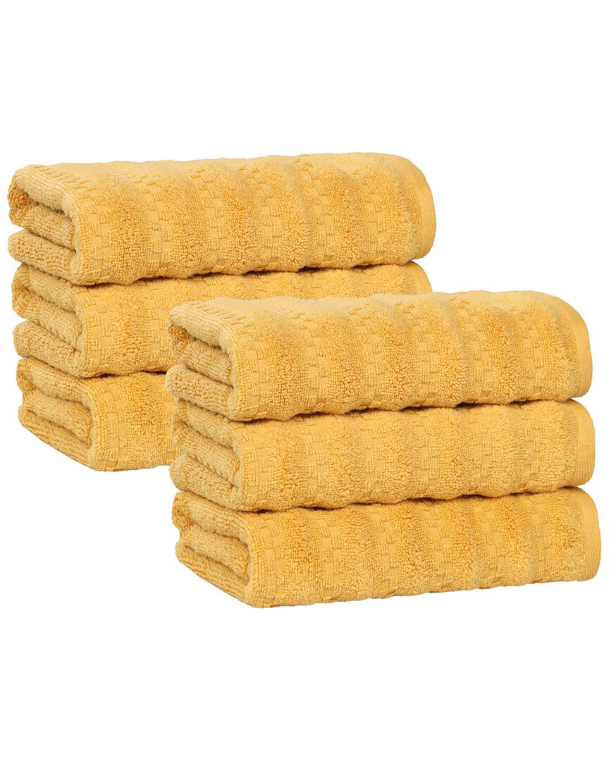 Superior Set Of 6 Zuma Zero Twist Cotton Medium Weight Absorbent Hand Towels