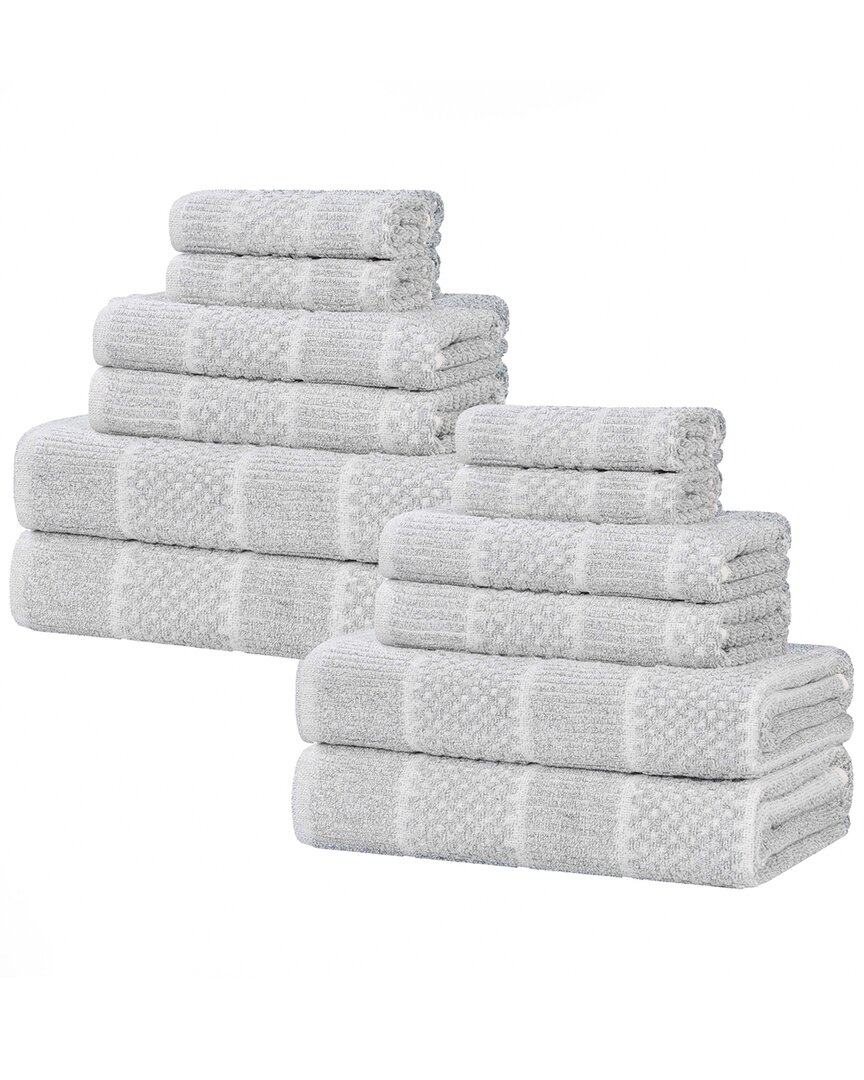 Superior Naples Medium Weight Checkered & Ribbed 12pc Towel Set