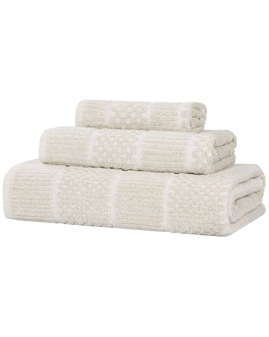 Superior Naples Medium Weight Checkered & Ribbed 3pc Towel Set