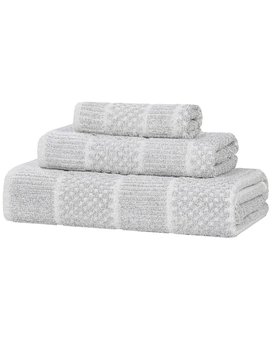Superior Naples Medium Weight Checkered & Ribbed 3pc Towel Set