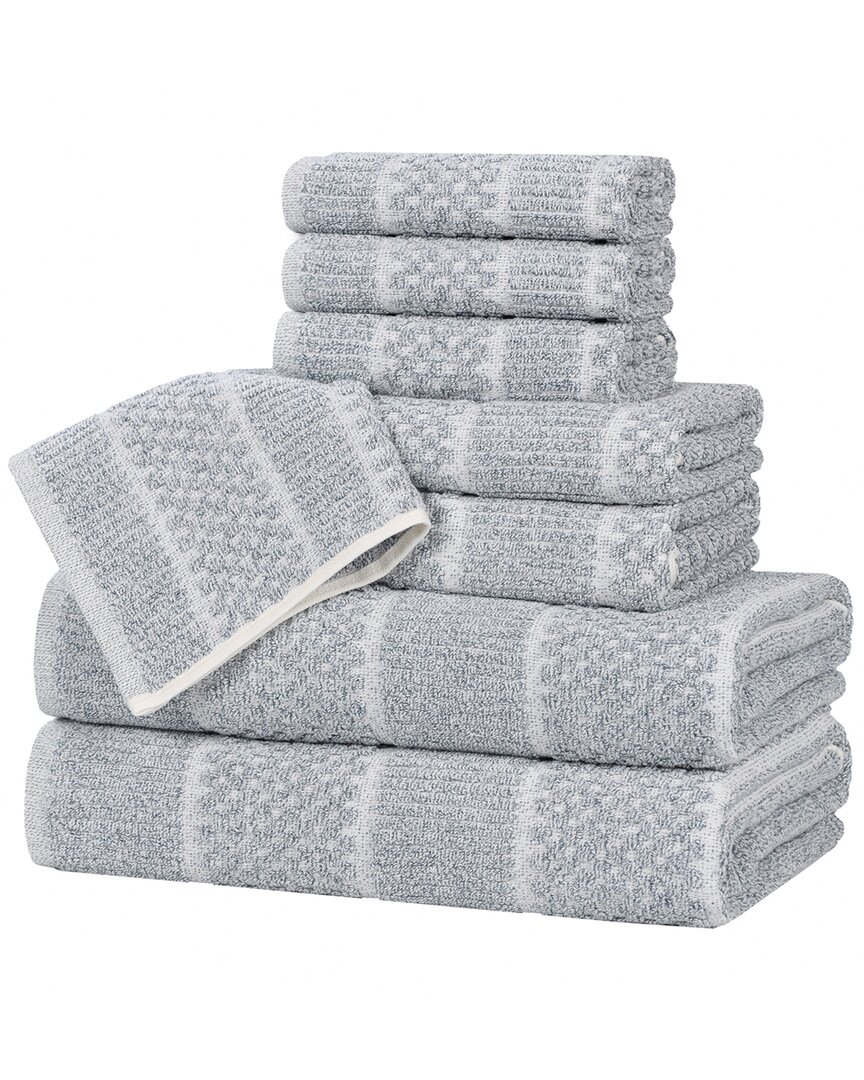 Superior Naples Medium Weight Checkered & Ribbed 8pc Towel Set