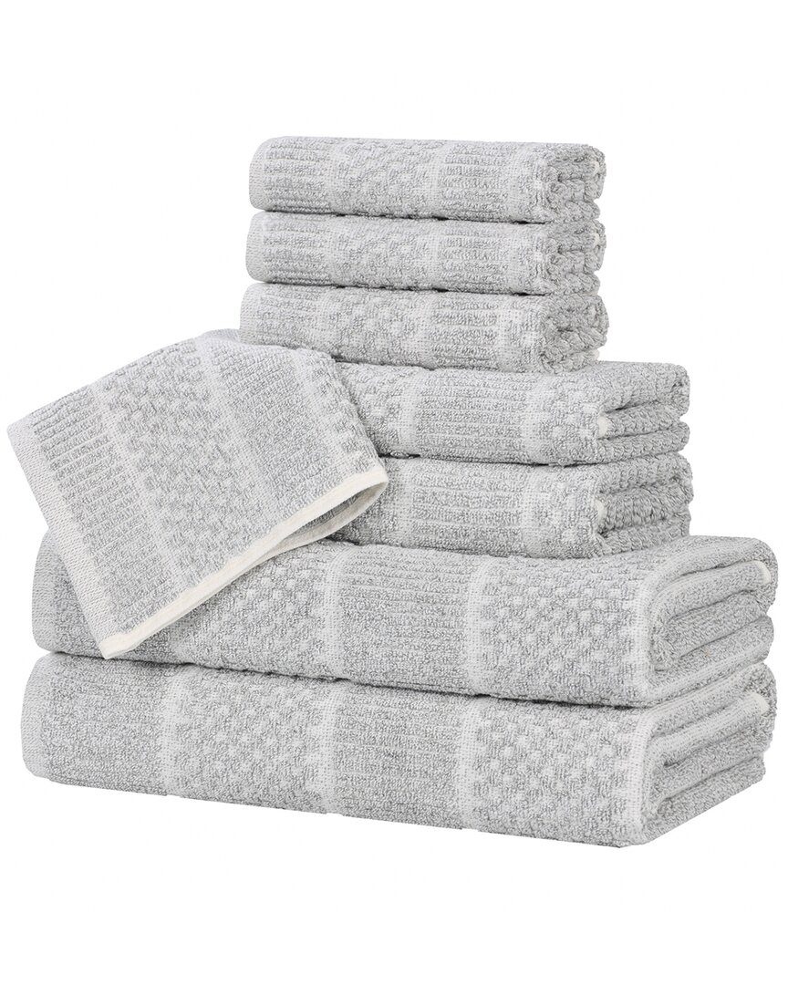 Superior Naples Medium Weight Checkered & Ribbed 8pc Towel Set
