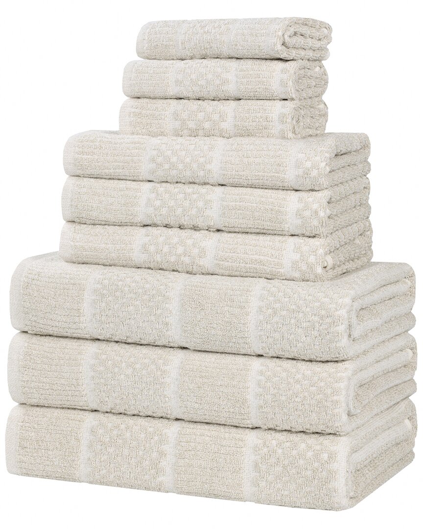 Superior Naples Medium Weight Checkered & Ribbed 9pc Towel Set